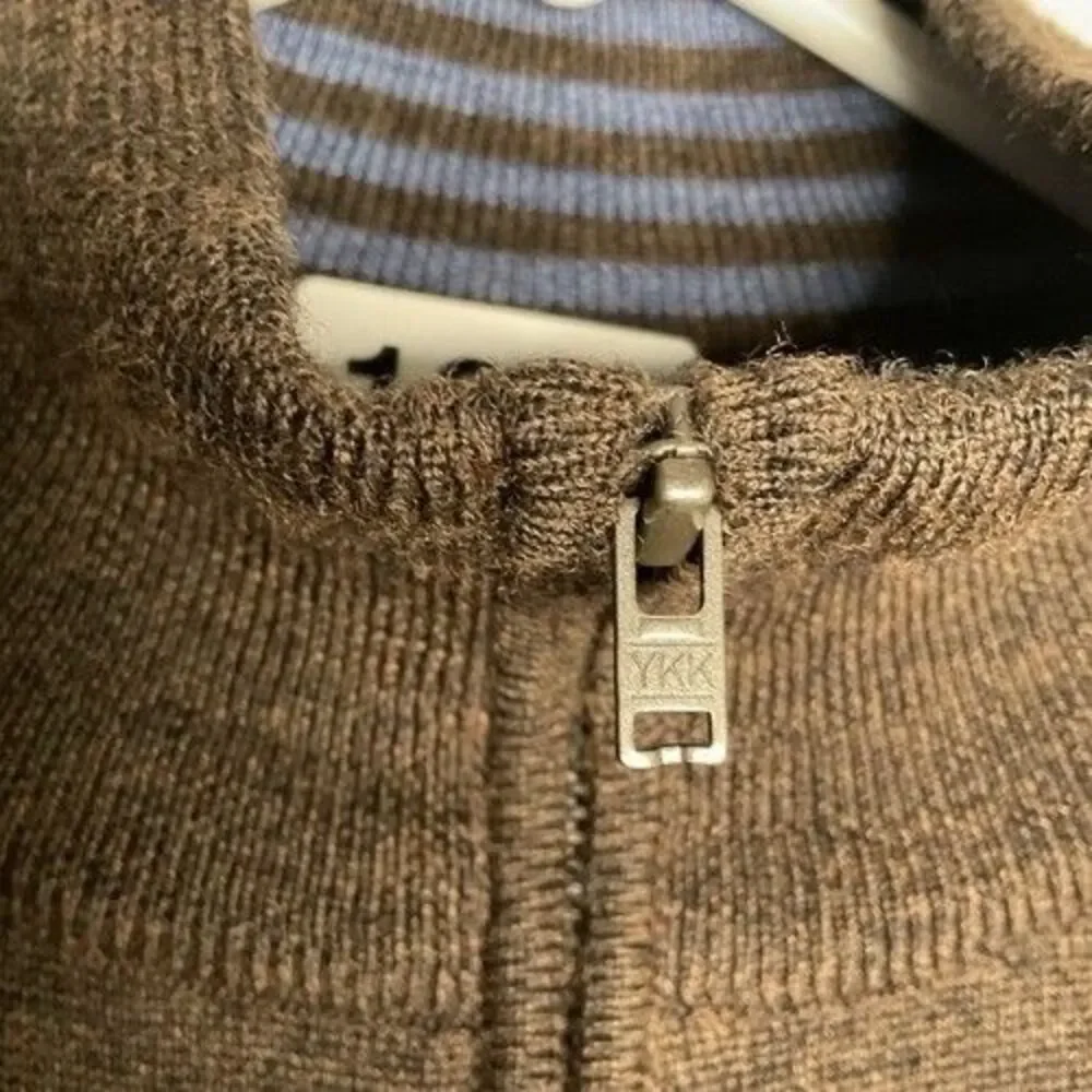 Paul Frederick 100% Merino Wool 1/4 Zip Sweater Pullover Men Size Large‎ Brown